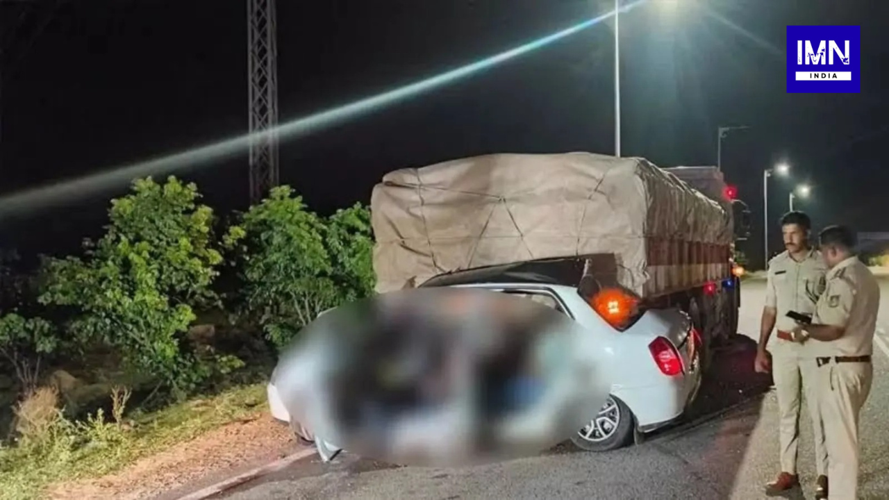 Karnataka road accident kills five after car crashes into parked lorry in Chitradurga district.