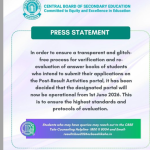 CBSE Opens Post-Result Activities Portal for verification and re-evaluation from June 1, 2026