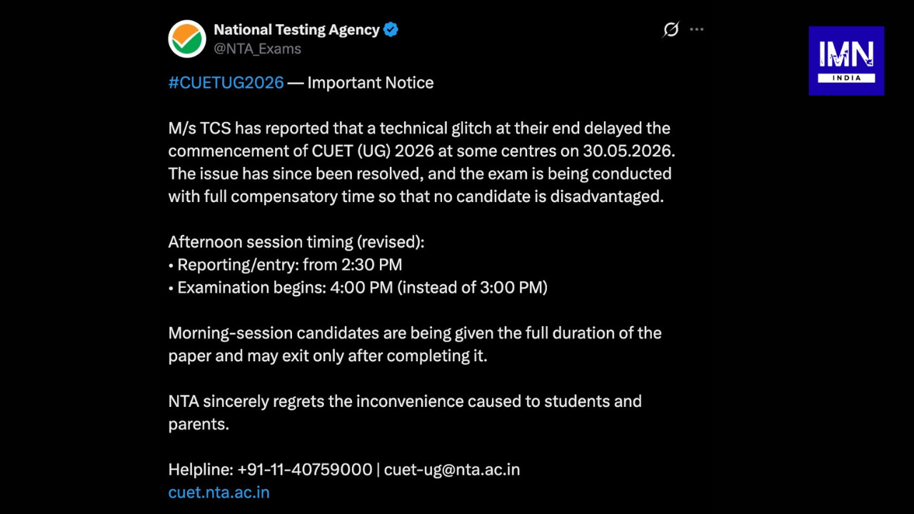 CUET UG 2026 Technical Glitch delays examination at several centres as NTA revises timings