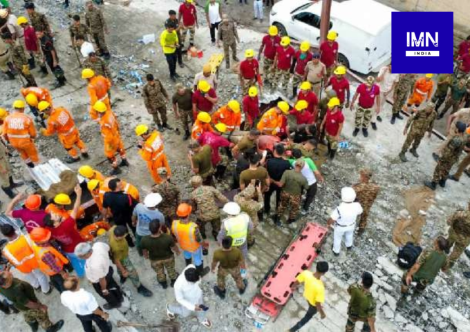 Rescue teams conducting operations at the Taratala Warehouse Collapse site in Kolkata