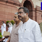 Former Union Education Minister Dharmendra Pradhan after submitting his resignation amid the NEET paper leak controversy.