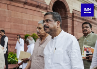 Former Union Education Minister Dharmendra Pradhan after submitting his resignation amid the NEET paper leak controversy.