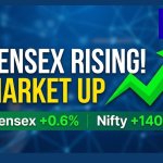 India stock market trading screen showing Sensex and Nifty gains amid strong buying in FMCG and realty stocks