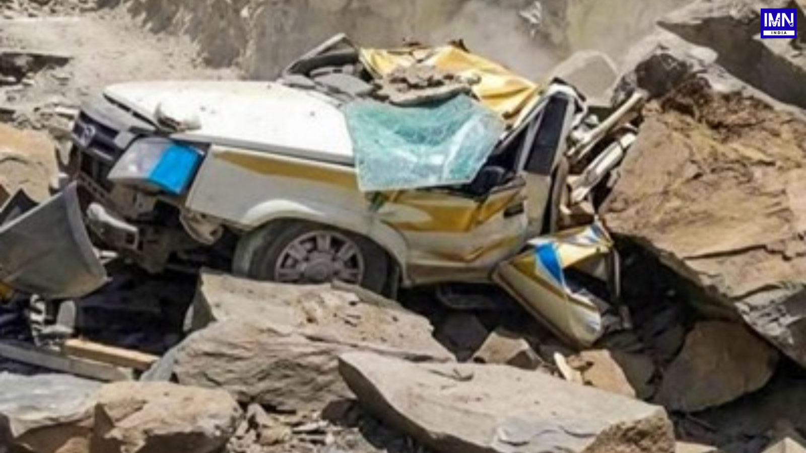Lahaul-Spiti boulder tragedy site on Udaipur-Killar road in Himachal Pradesh