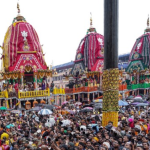 Devotees gather during the Puri Rath Yatra stampede-like situation on Grand Road