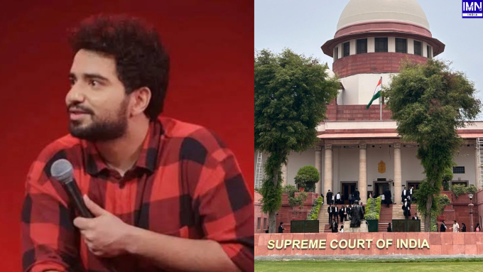 Samay Raina Supreme Court cost hearing gavel and courtroom illustration