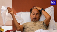 Sonam Wangchuk hunger strike protest site with supporters gathered